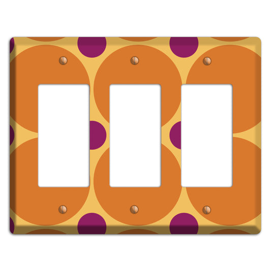 Orange with Umber and Plum Multi Tiled Large Dots 3 Rocker Wallplate