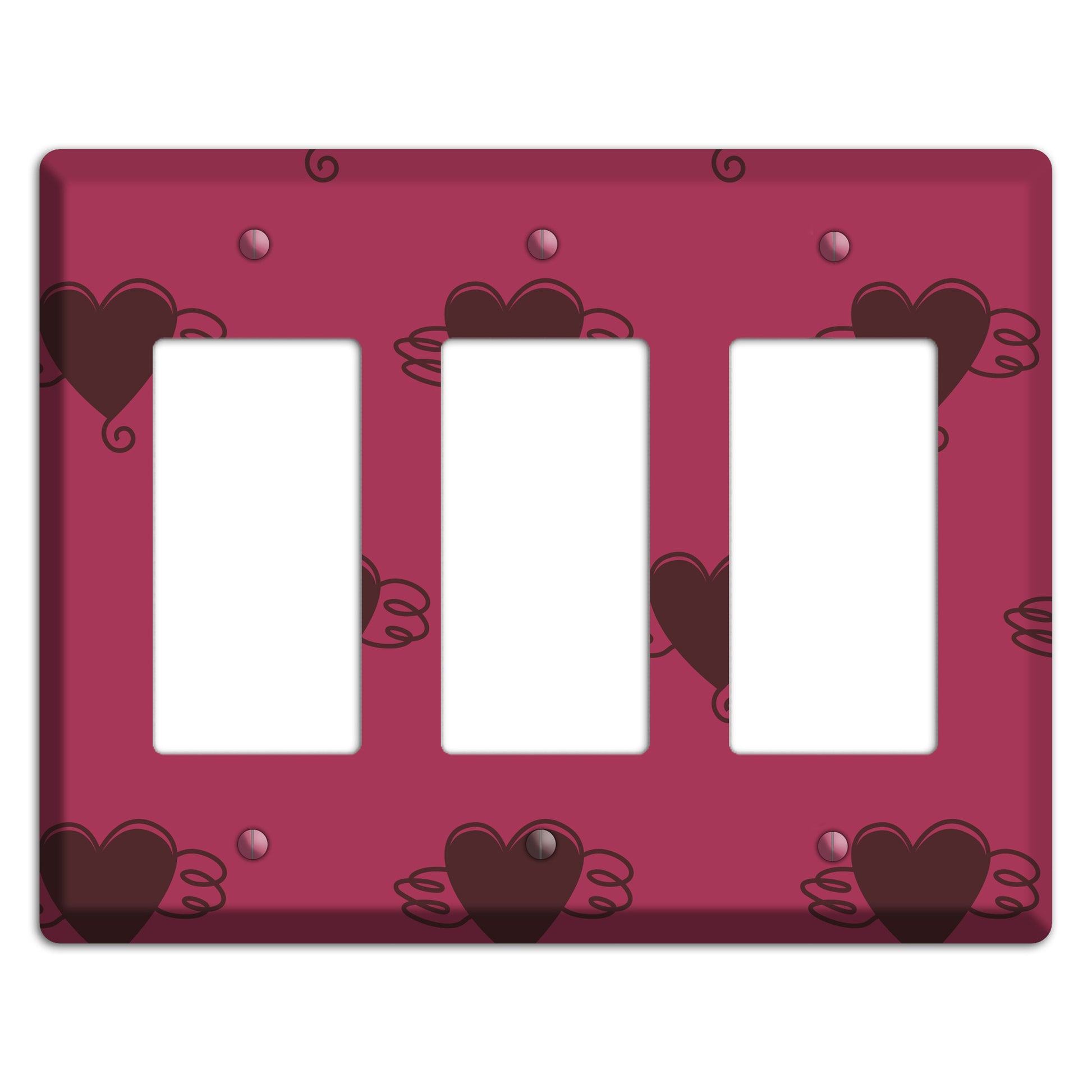 Fuschia Winged Hearts 2 3 Rocker Wallplate