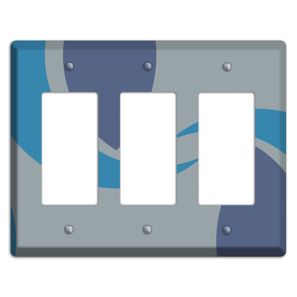 Grey and Blue Abstract 3 Rocker Wallplate