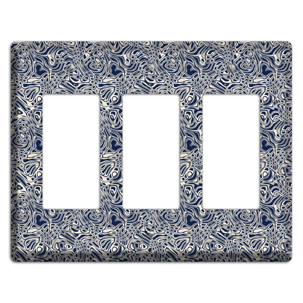 Blue Psychedelic Swirl 3 Rocker Wallplate