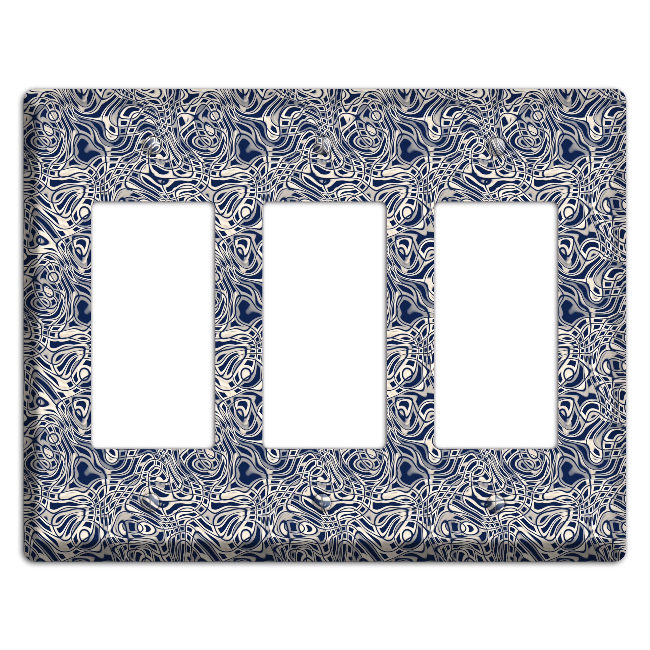 Blue Psychedelic Swirl 3 Rocker Wallplate