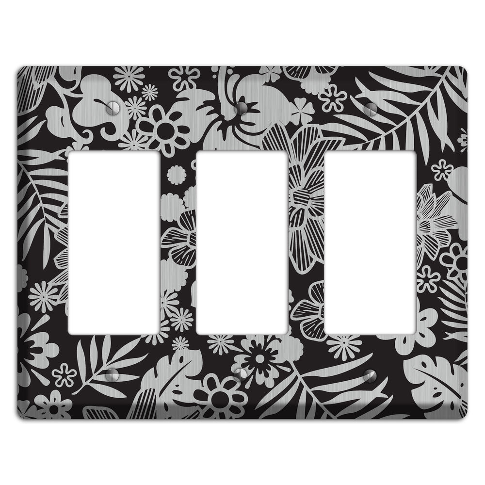 Black with Stainless Steel Tropical 3 Rocker Wallplate