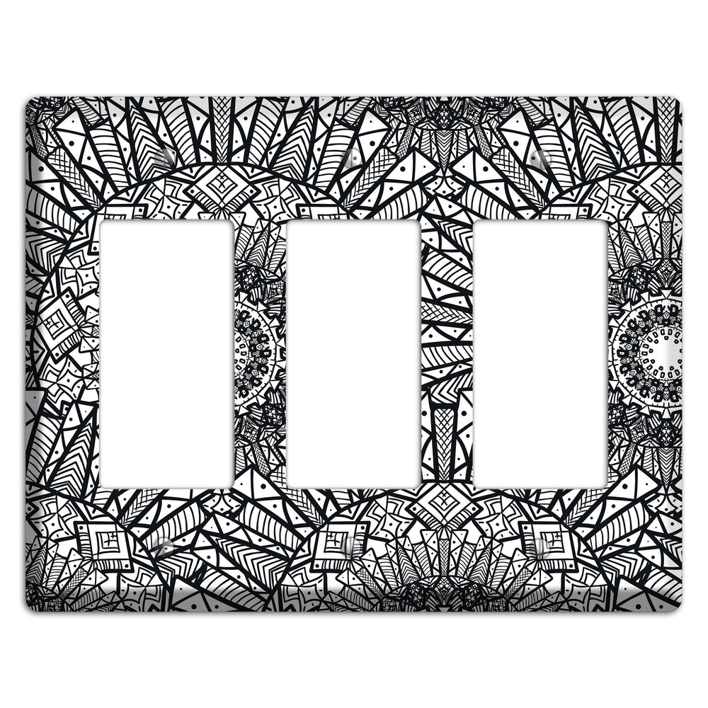 Mandala Black and White Style X Cover Plates 3 Rocker Wallplate