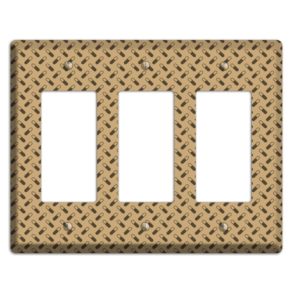 Beige with Brown Motif 3 Rocker Wallplate