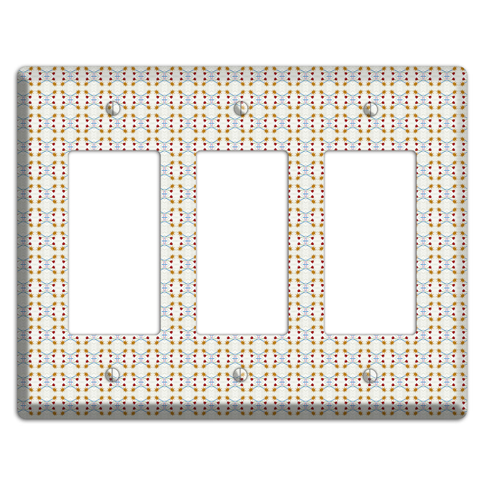 Off White Red Blue Retro Arabesque 3 Rocker Wallplate
