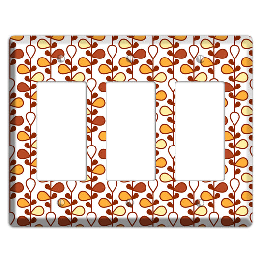 White with Red and Orange Drop and Vine 3 Rocker Wallplate