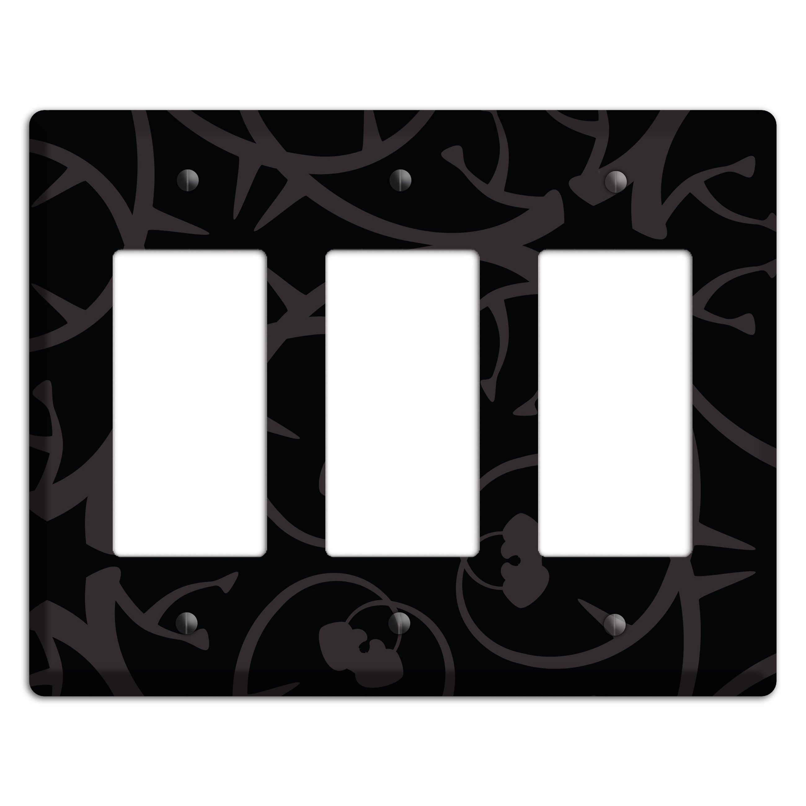 Black with Grey Abstract Swirl 3 Rocker Wallplate
