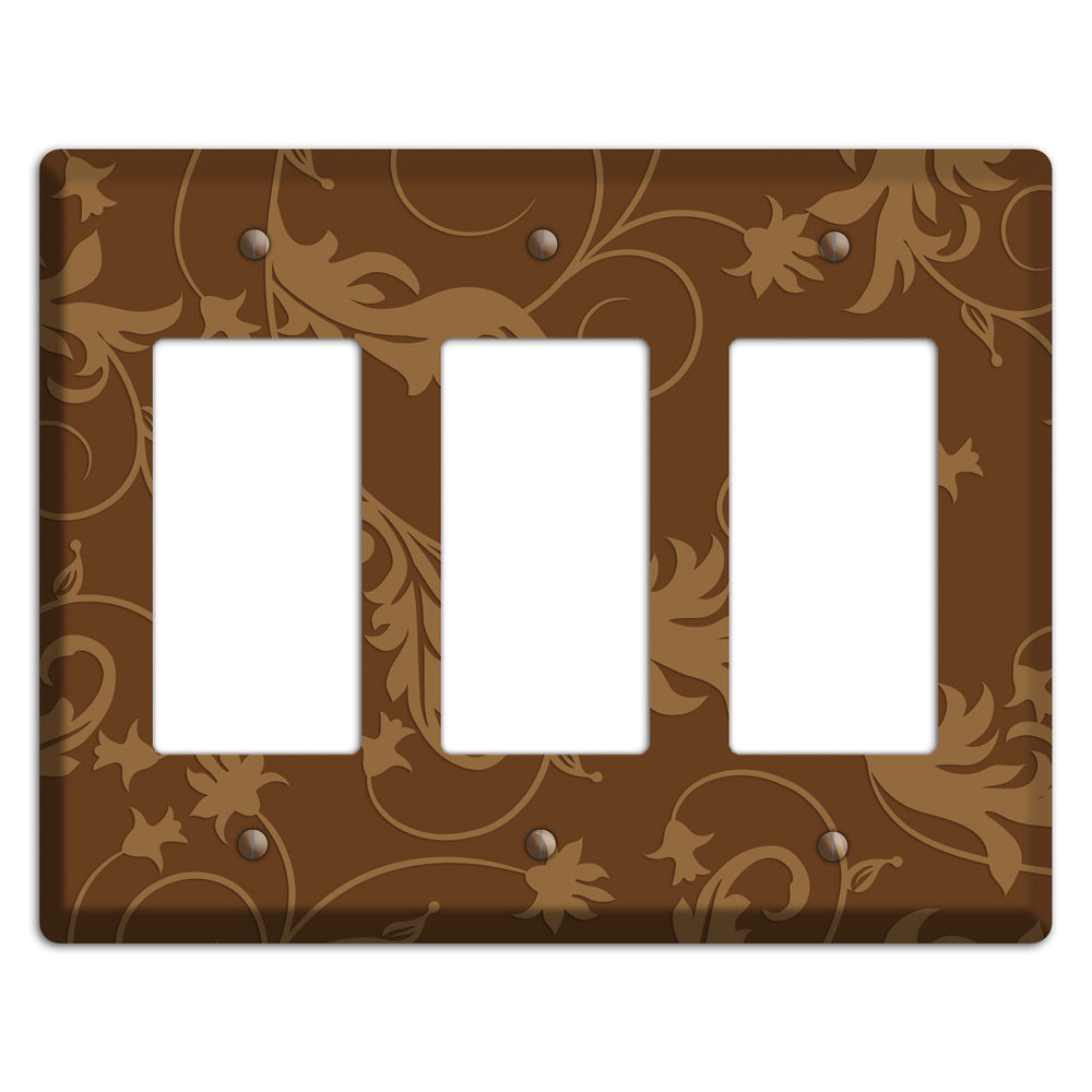 Brown Victorian Sprig 3 Rocker Wallplate