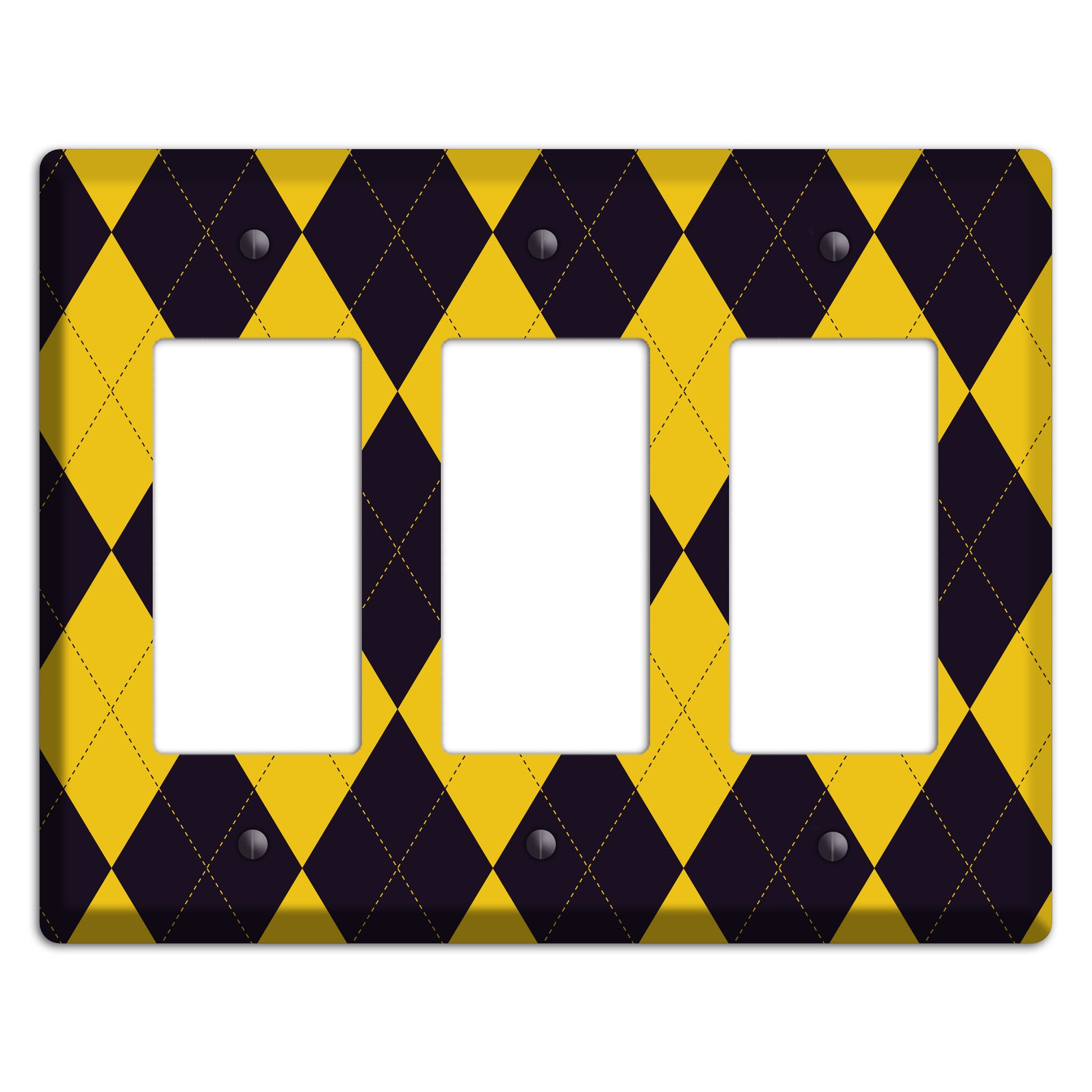 Yellow and Dark Purple Argyle 3 Rocker Wallplate