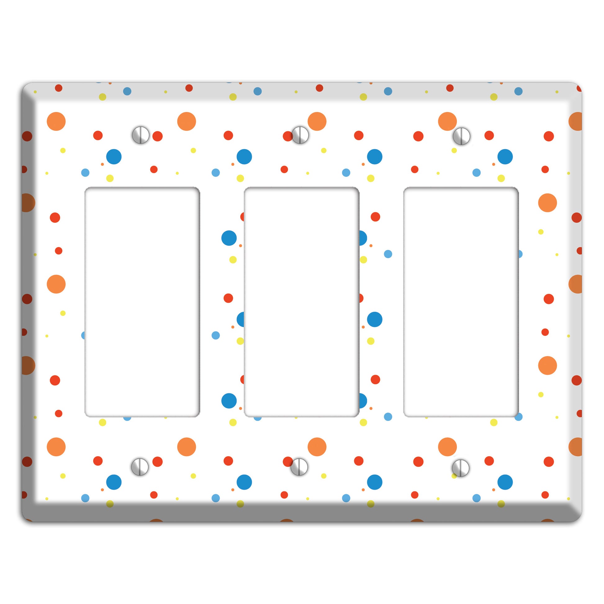 White with Multi Color Small Dots 2 3 Rocker Wallplate