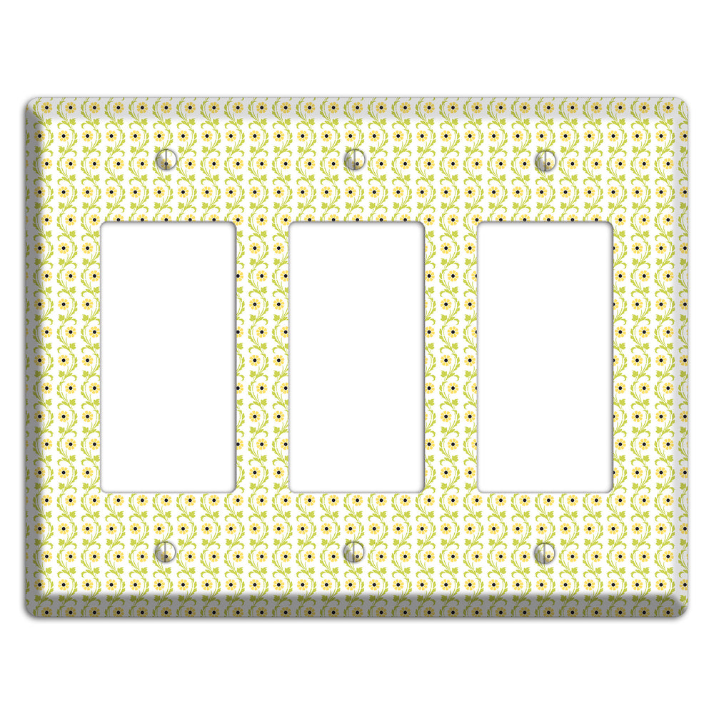 Tiny Yellow and Green Retro Sprig 3 Rocker Wallplate