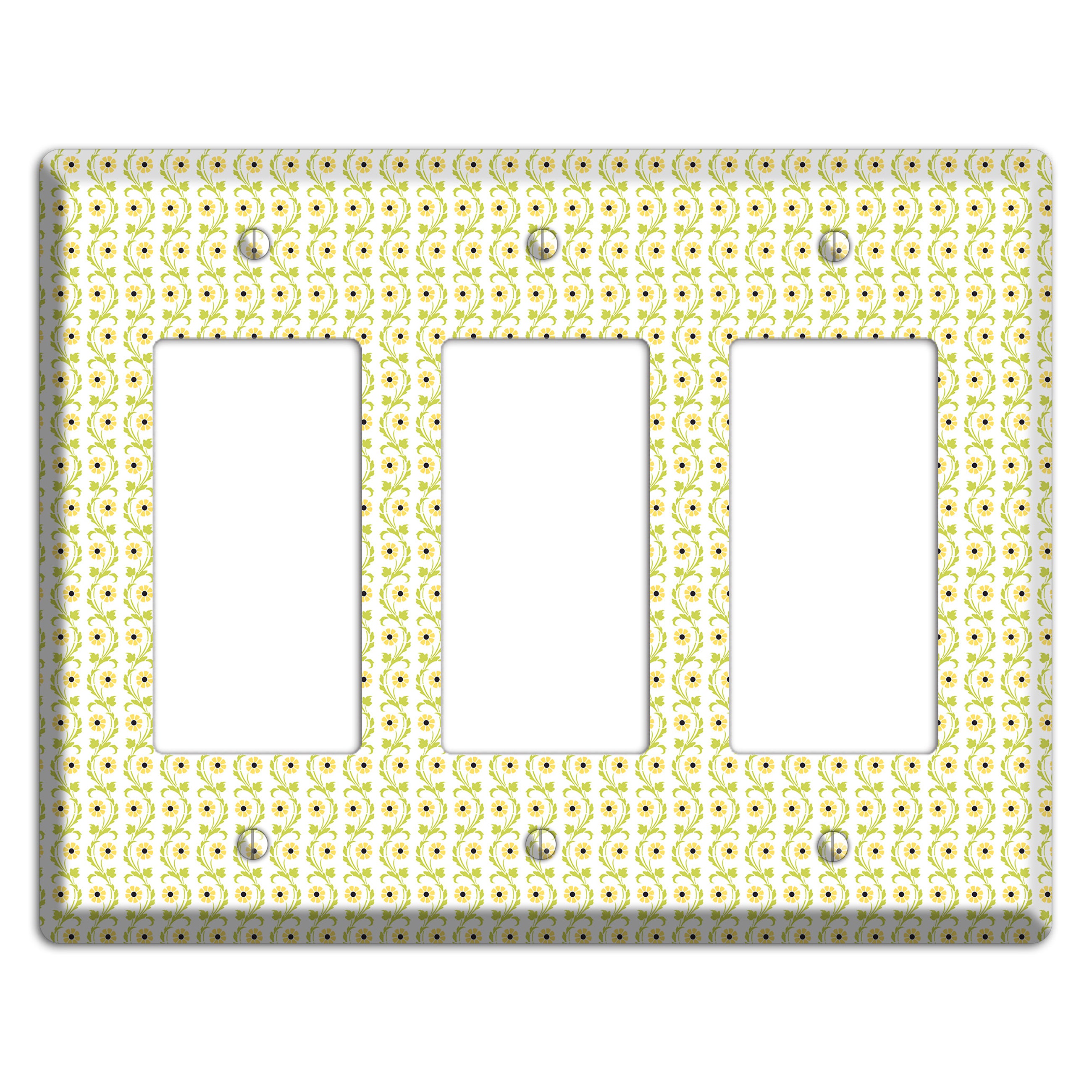 Tiny Yellow and Green Retro Sprig 3 Rocker Wallplate