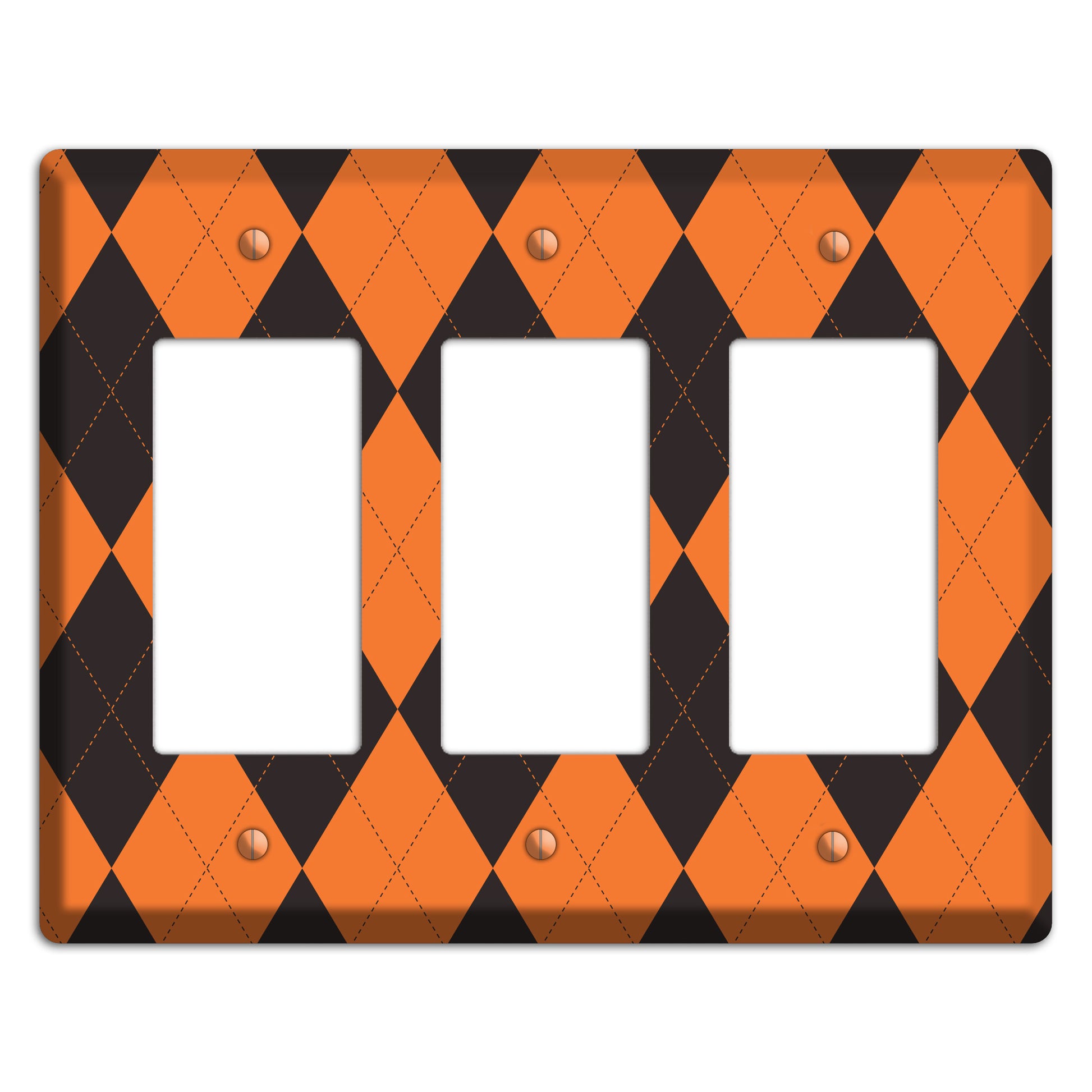 Orange Argyle 3 Rocker Wallplate