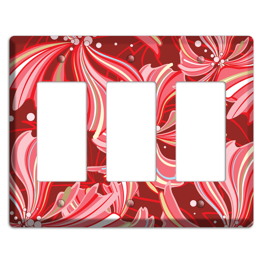 Red Deco Blossoms 3 Rocker Wallplate
