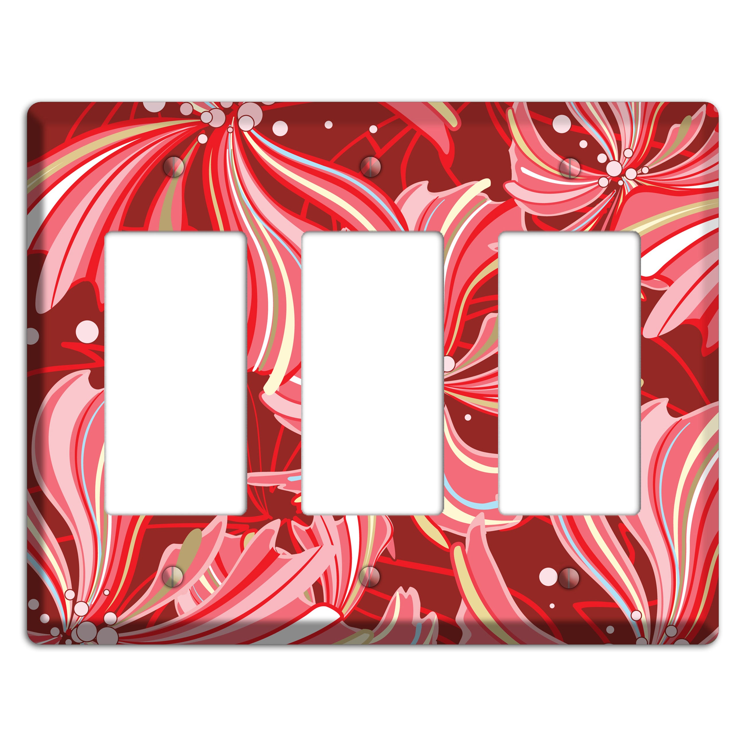Red Deco Blossoms 3 Rocker Wallplate