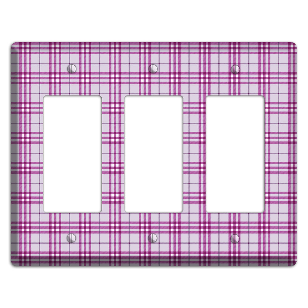 Purple Plaid 3 Rocker Wallplate