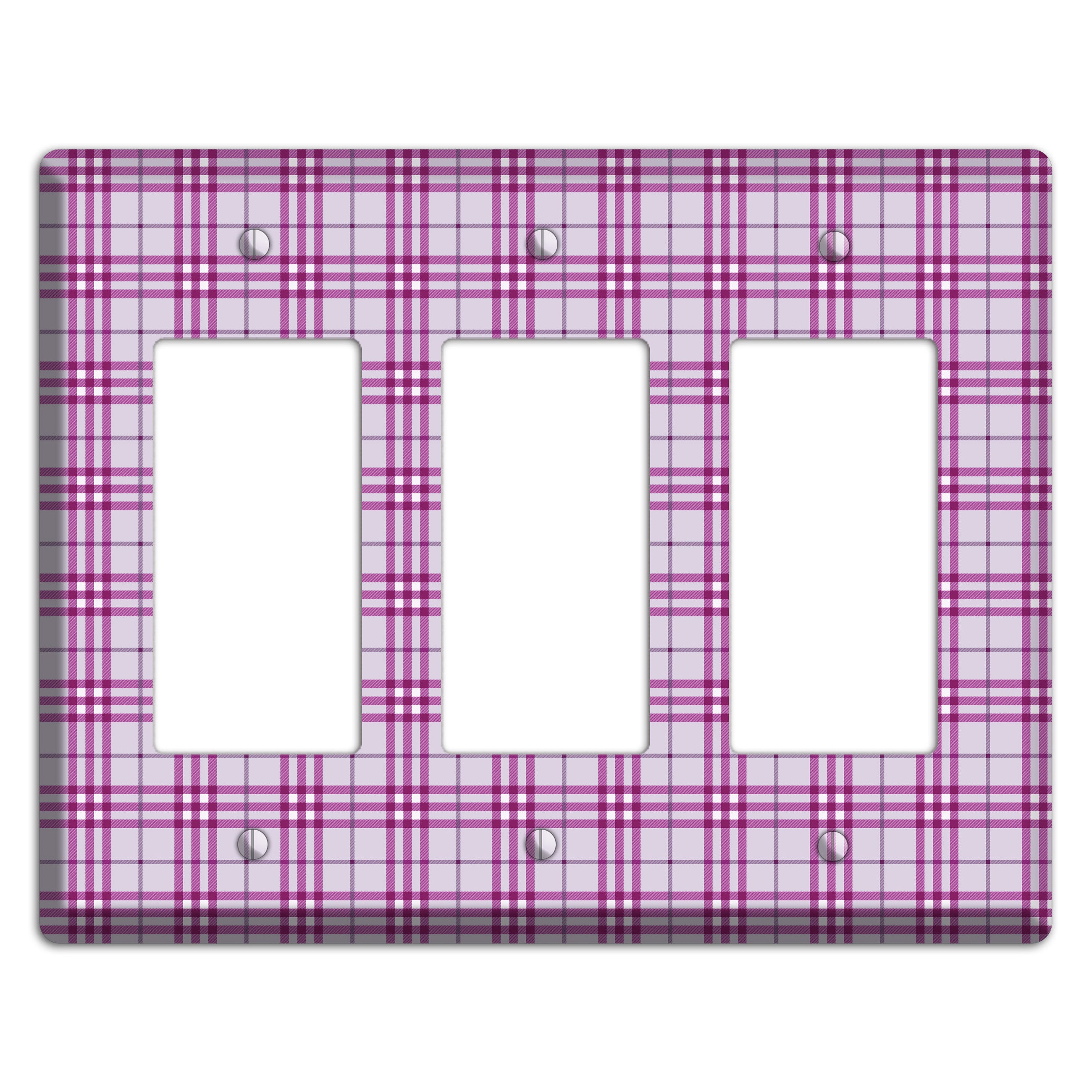 Purple Plaid 3 Rocker Wallplate