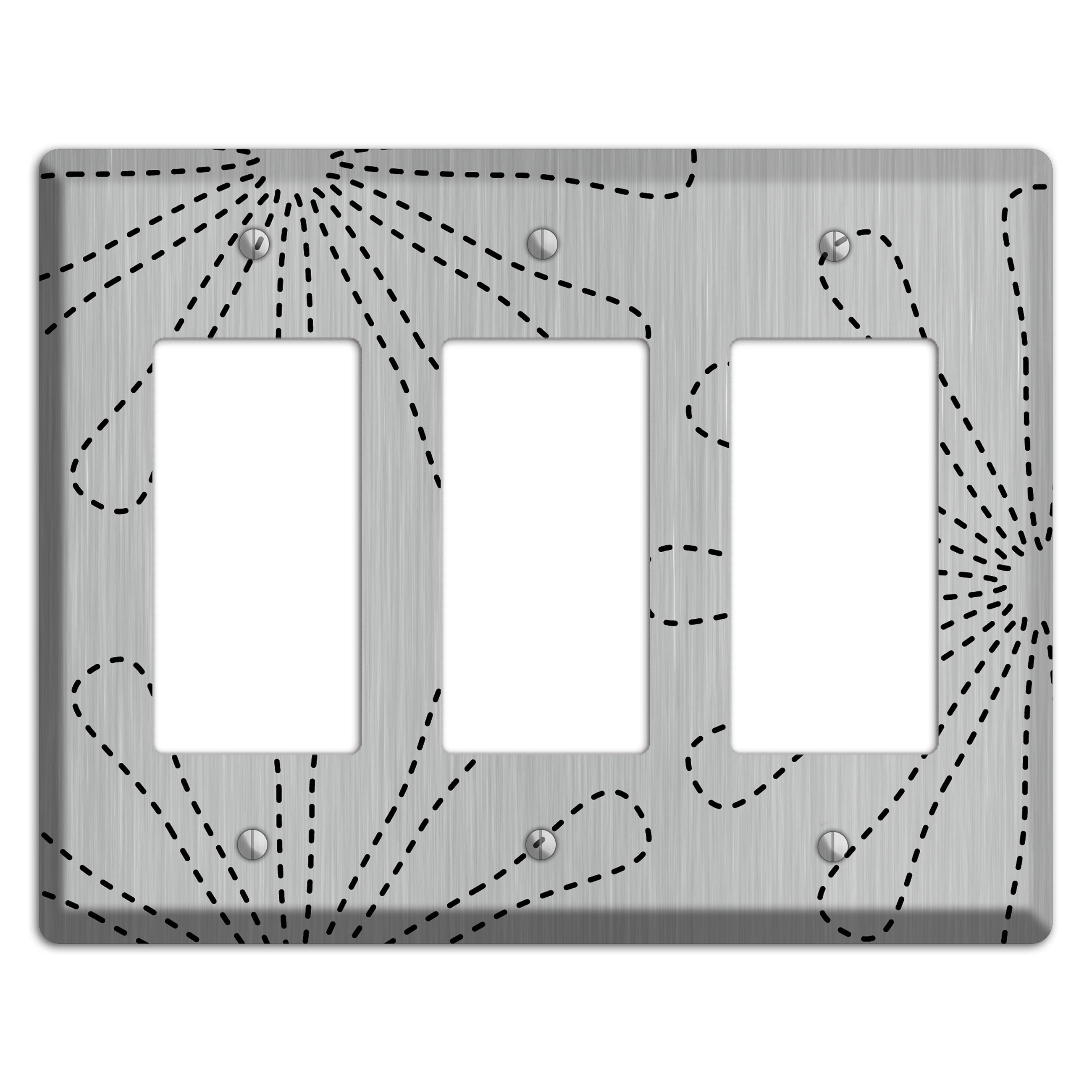 Retro Stipple Floral  Stainless 3 Rocker Wallplate