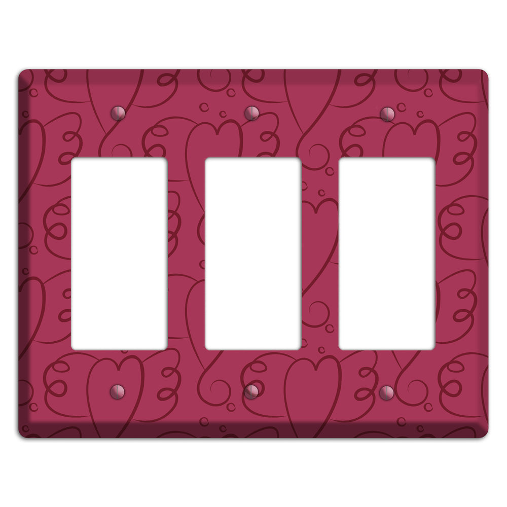 Fuschia Winged Hearts 3 Rocker Wallplate