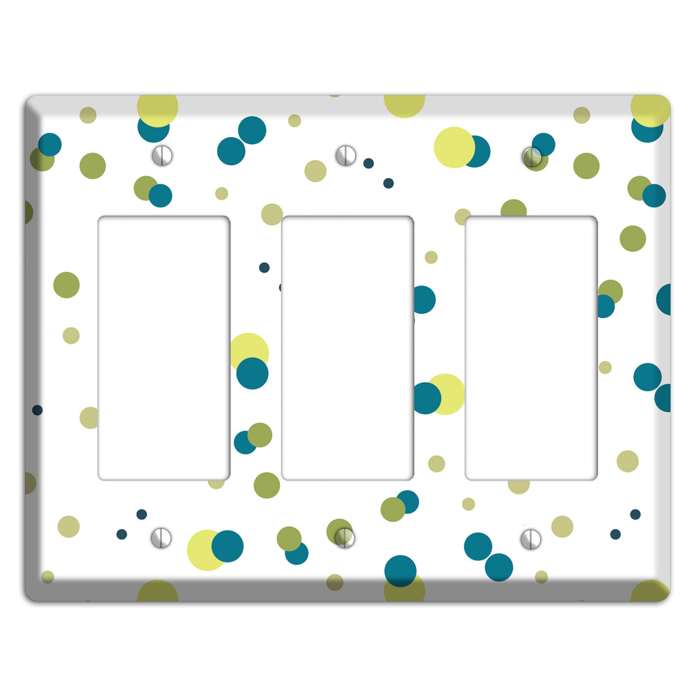 Multi Olive and Jade Small Dots 3 Rocker Wallplate