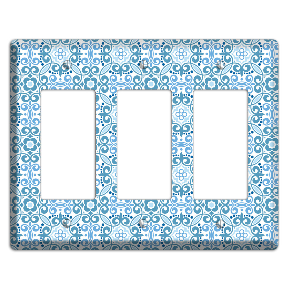 Multi Blue Foulard 3 Rocker Wallplate
