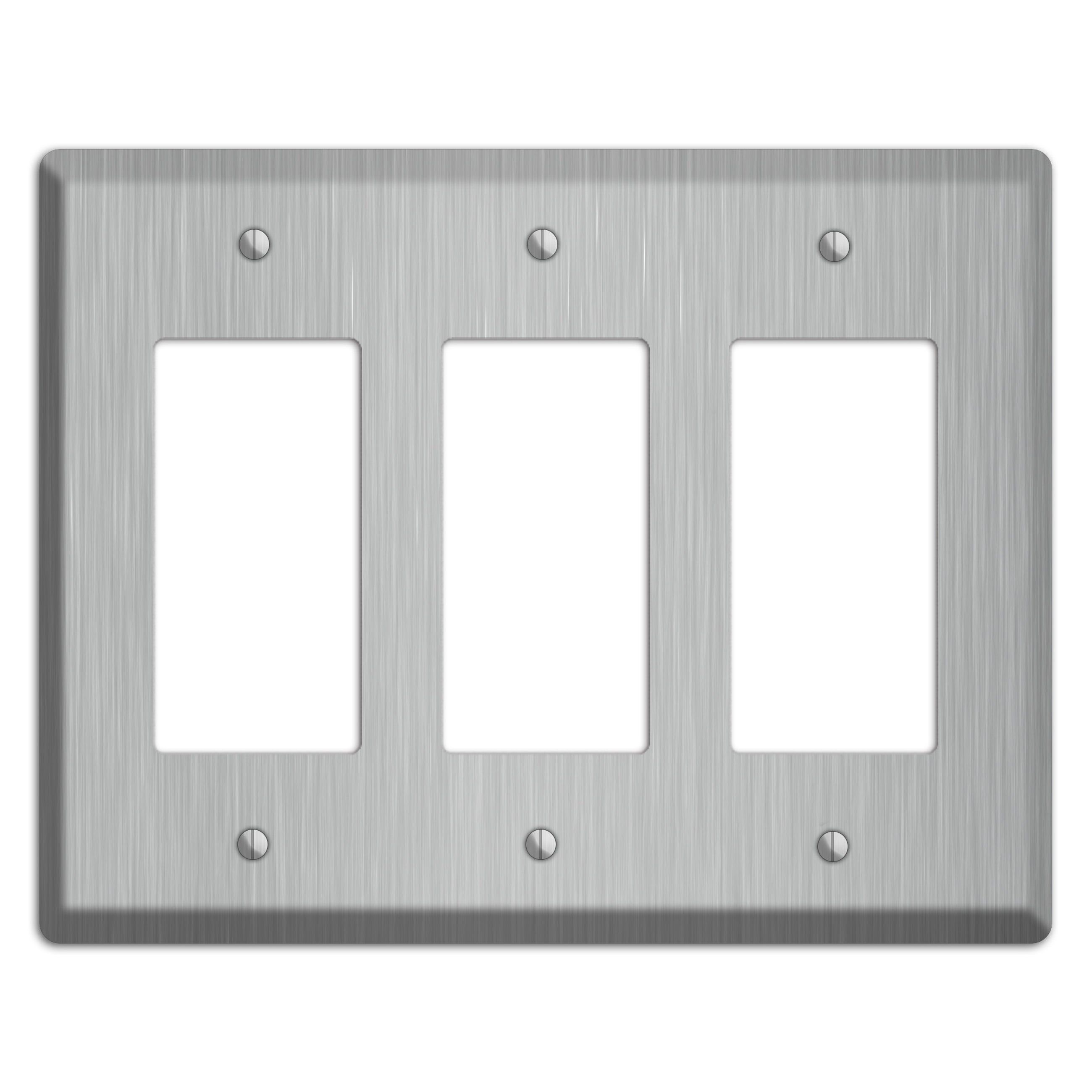 Brushed Stainless Steel 3 Rocker Wallplate
