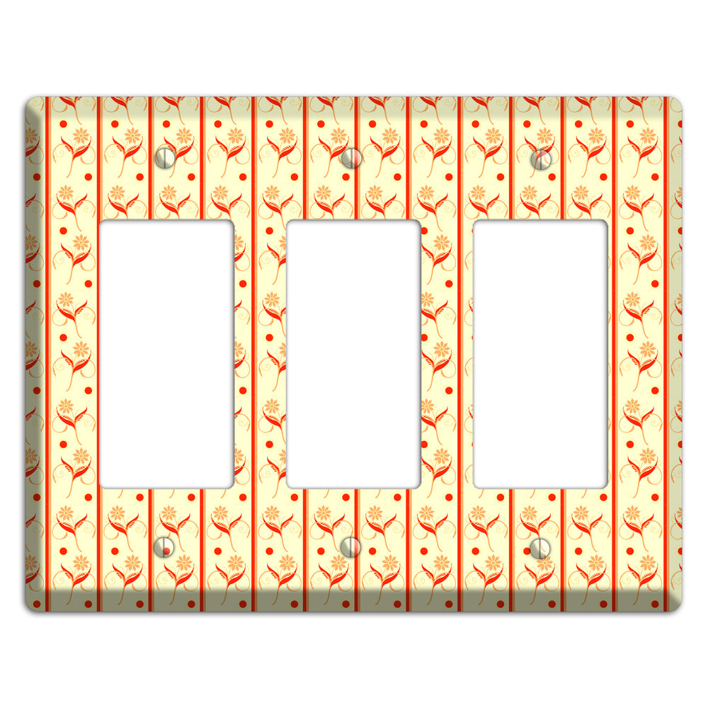 Yellow Floral Pattern 3 Rocker Wallplate
