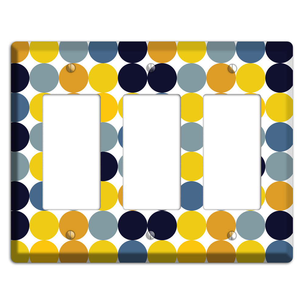 Multi Yellow and Blue Dots 3 Rocker Wallplate