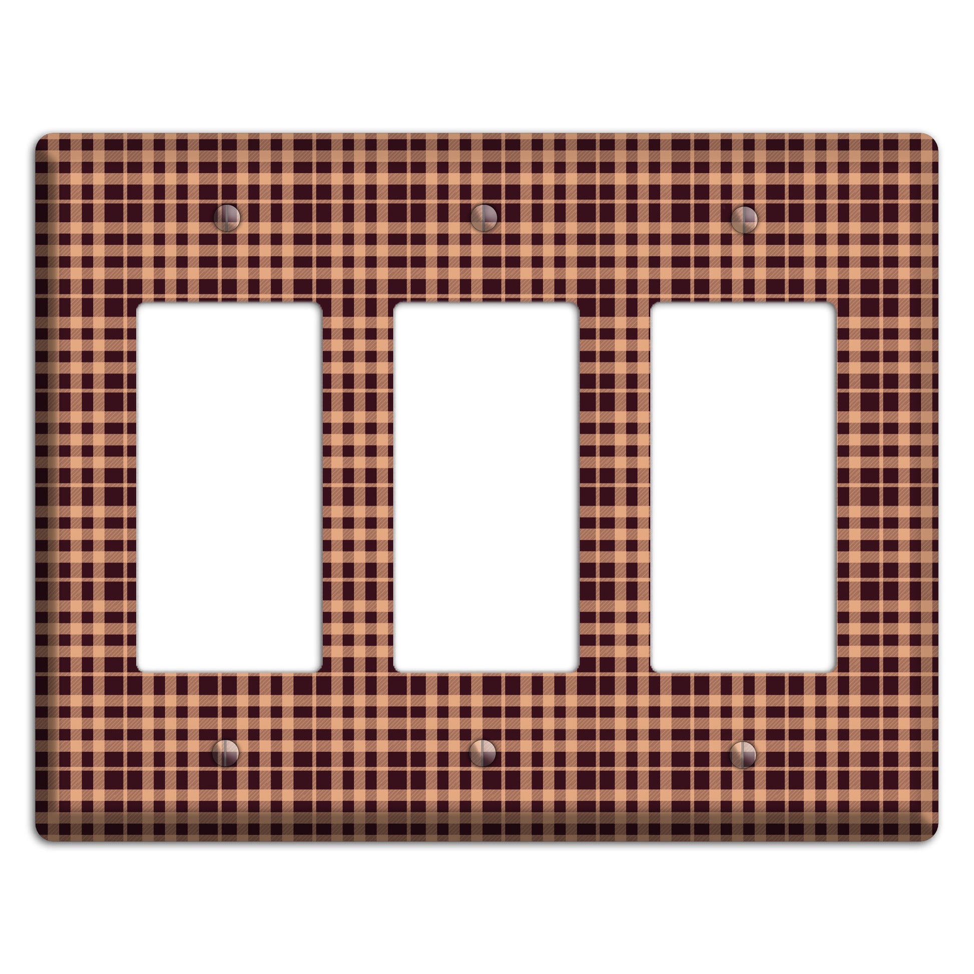 Beige and Black Plaid 3 Rocker Wallplate