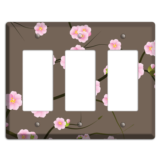 Pink and Brown Cherry Blossoms 3 Rocker Wallplate