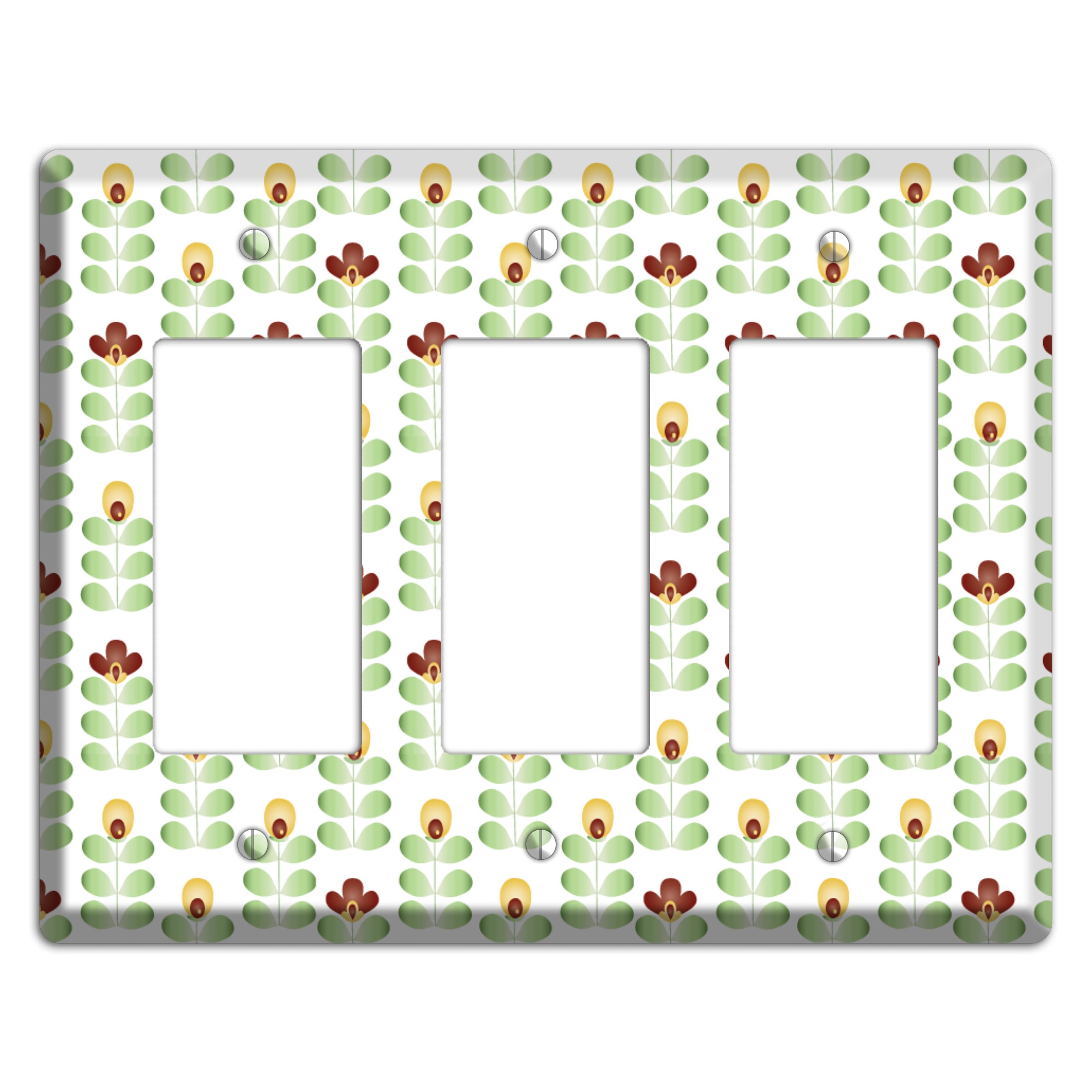 Light Green Deco Floral Half Drop 3 Rocker Wallplate