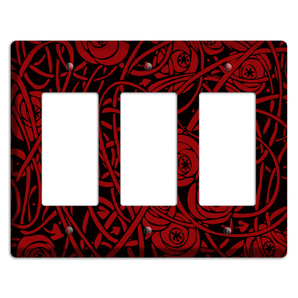 Red Deco Floral 3 Rocker Wallplate