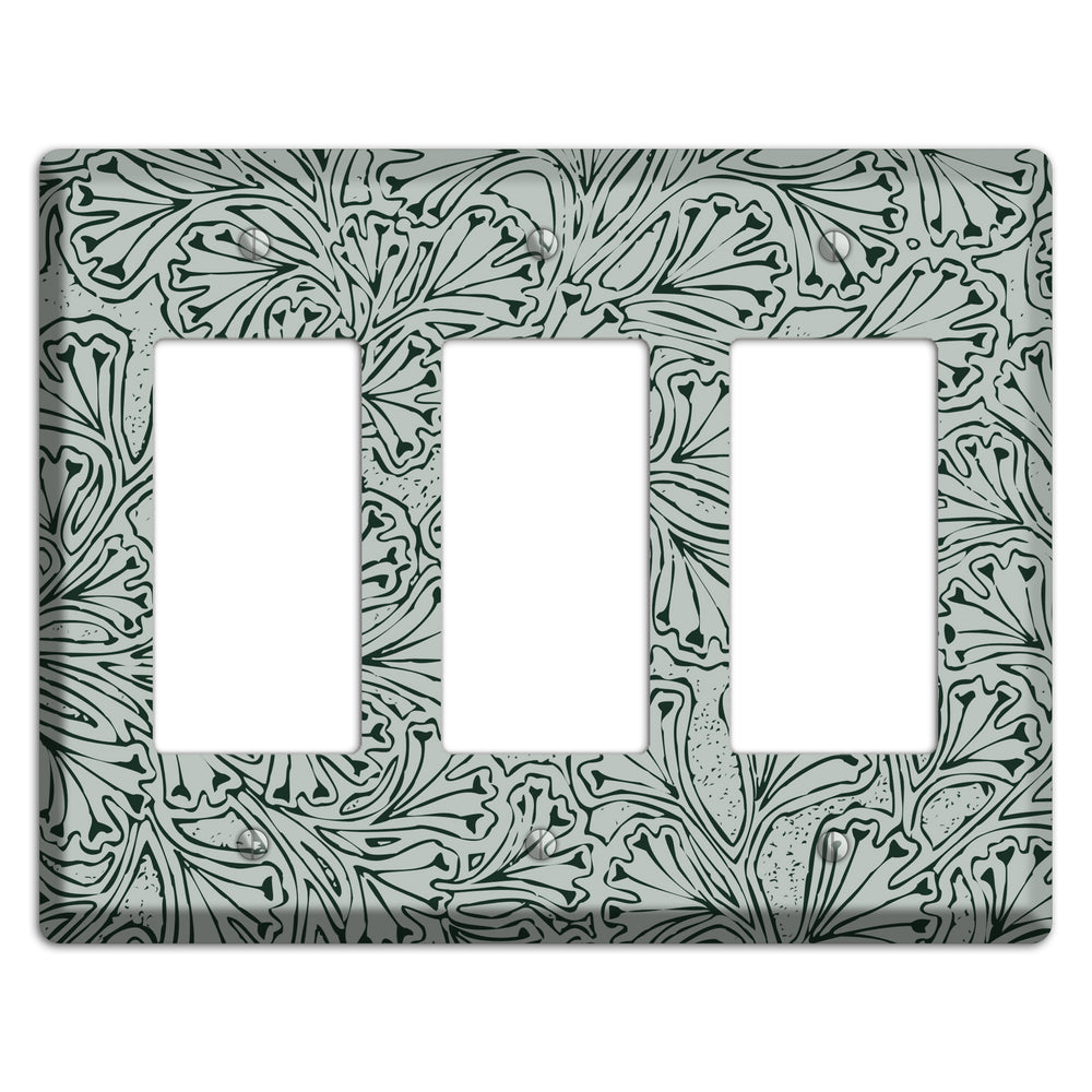 Deco Grey Interlocking Floral 3 Rocker Wallplate