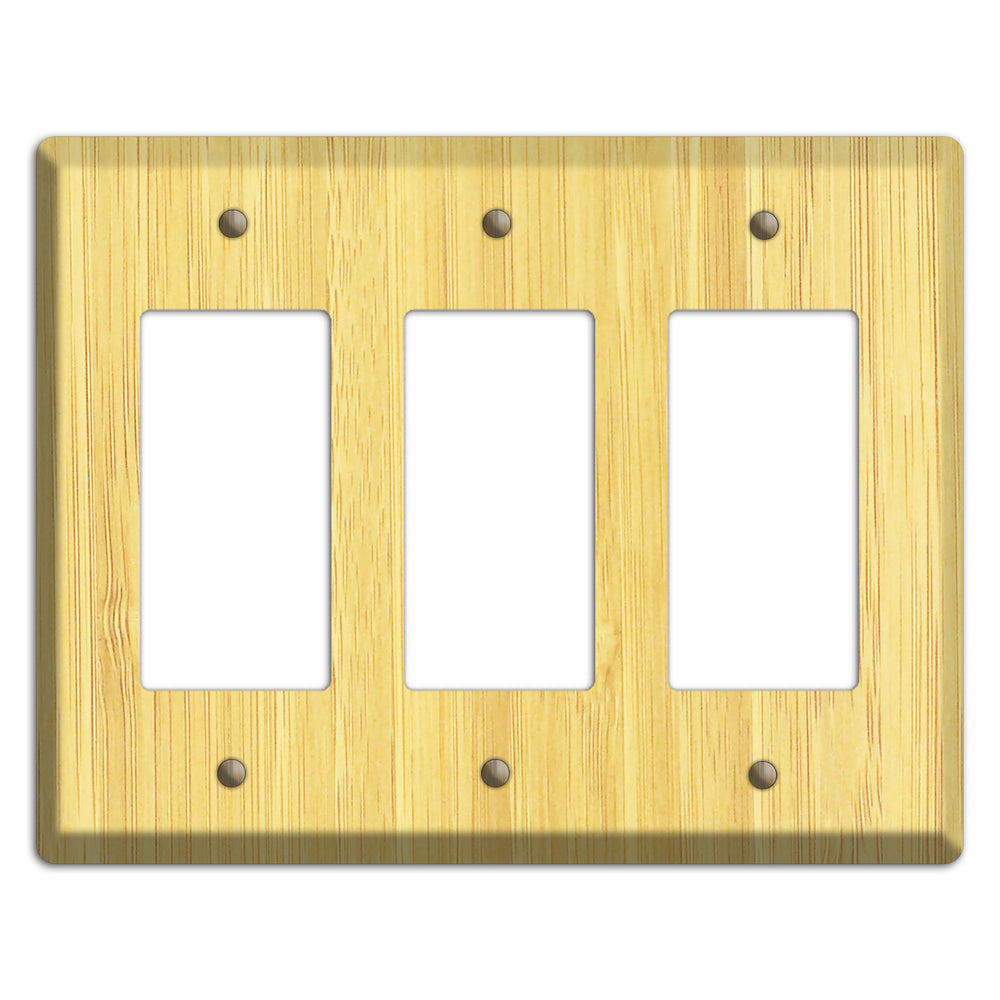 Natural Bamboo Wood Triple Rocker Cover Plate