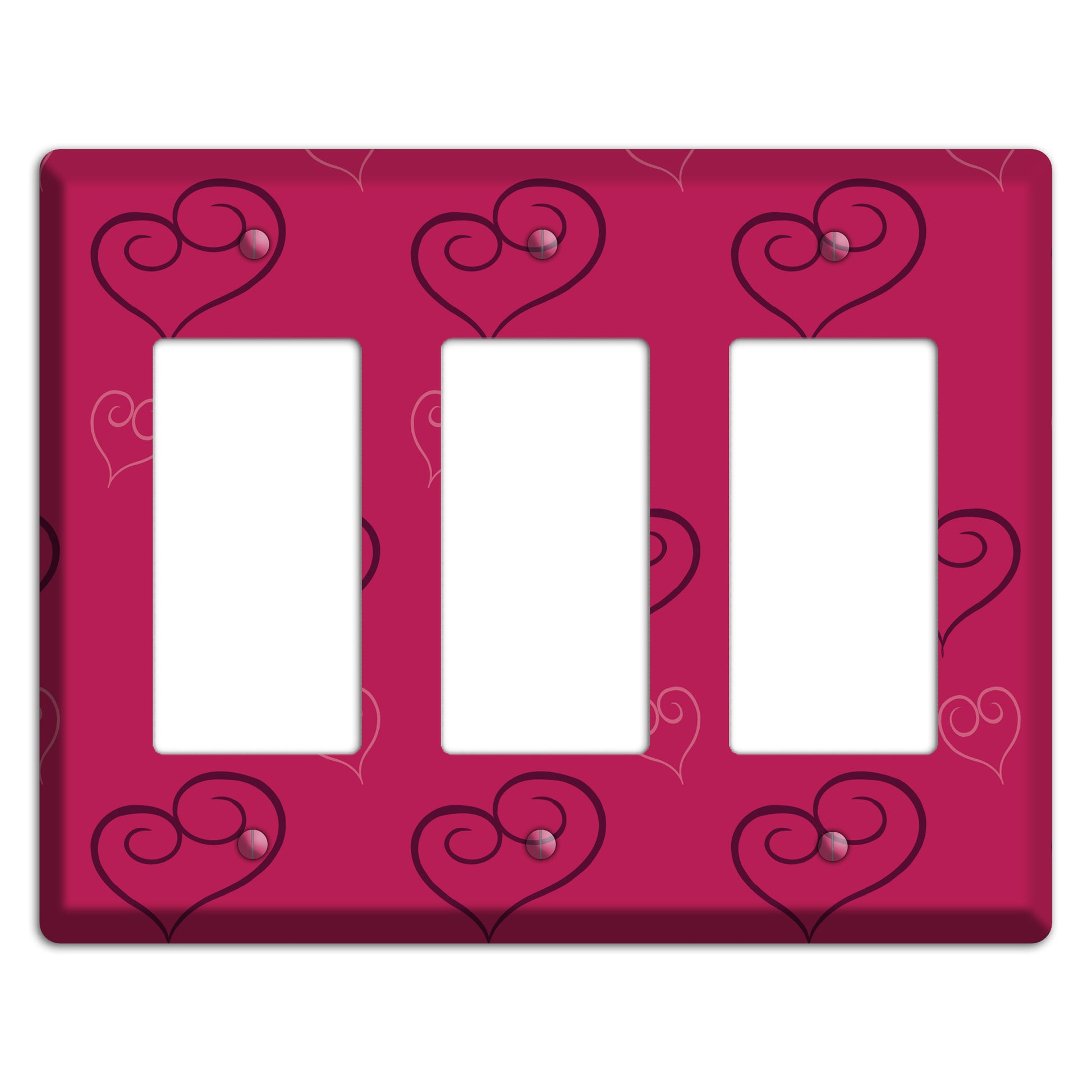 Fuschia Scroll Heart 2 3 Rocker Wallplate