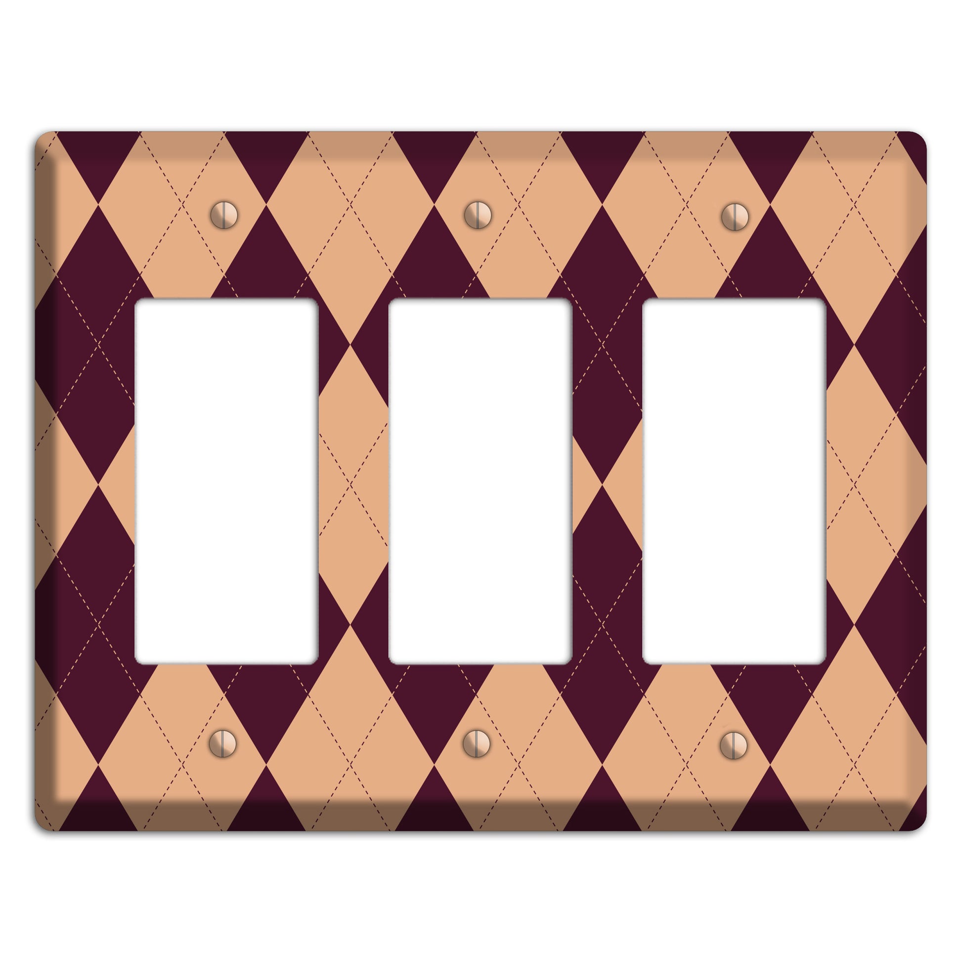 Purple and Beige Argyle 3 Rocker Wallplate