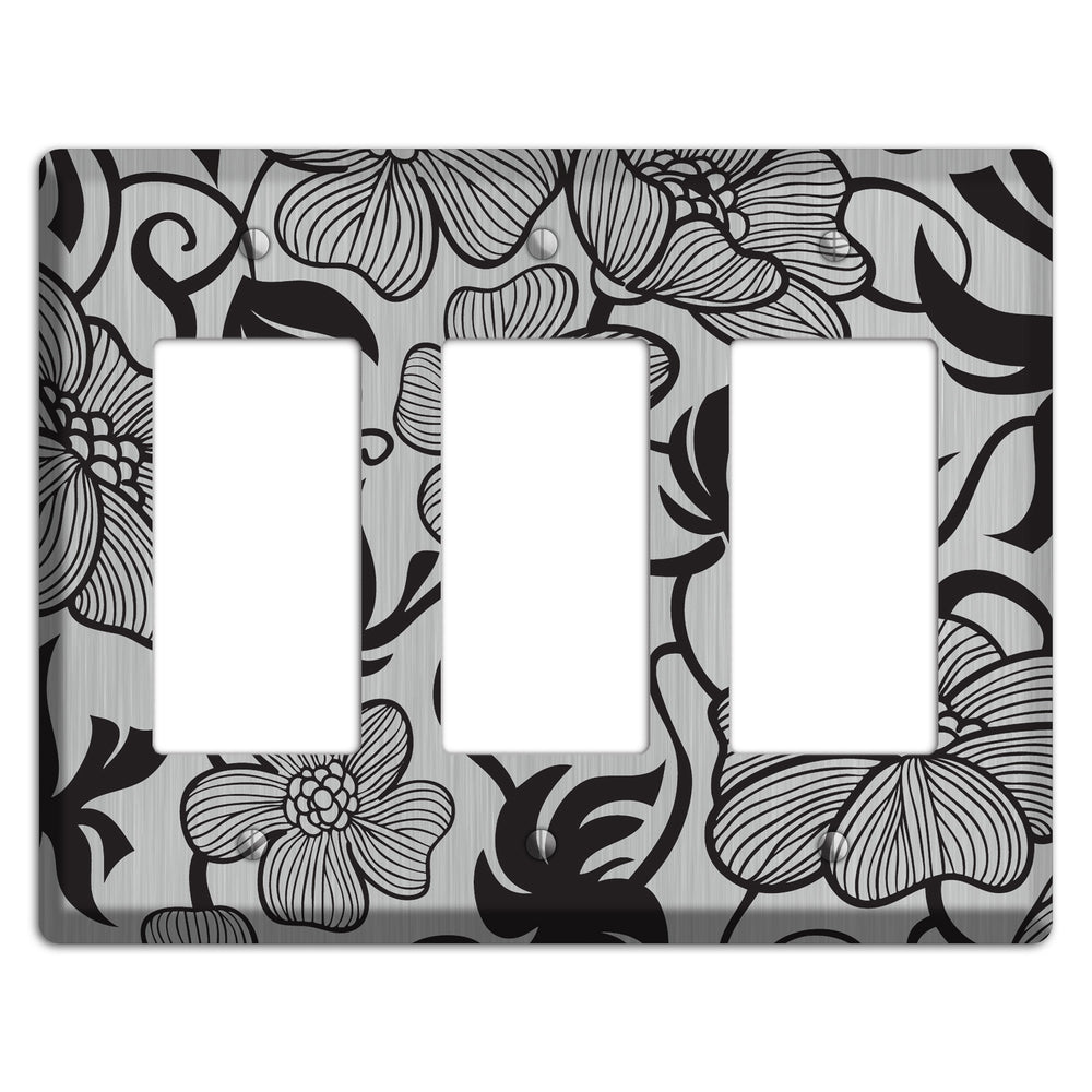 Stainless Steel with Black Tropical 3 Rocker Wallplate