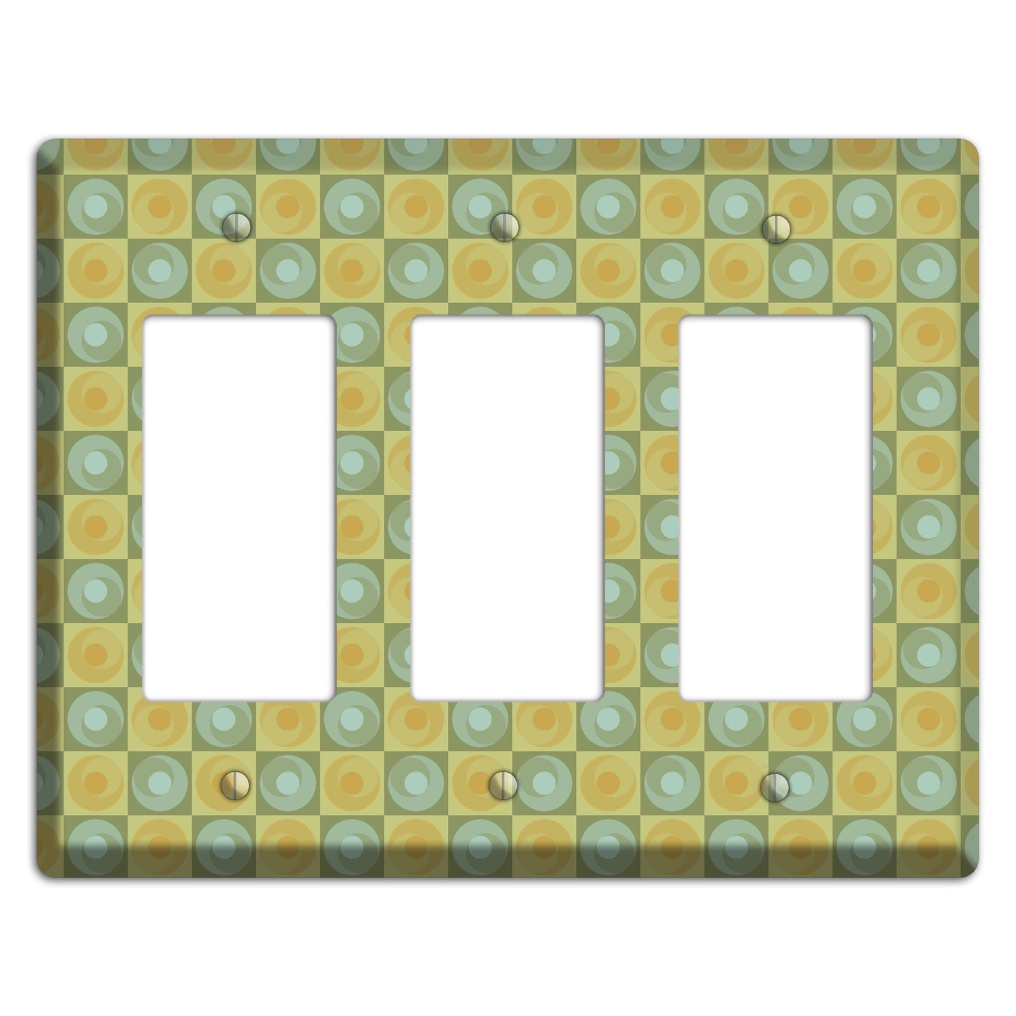 Green and Yellow Squares 3 Rocker Wallplate
