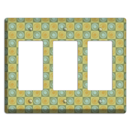 Green and Yellow Squares 3 Rocker Wallplate