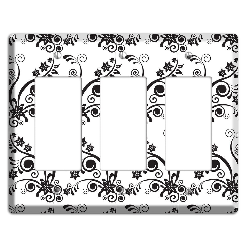 Scrolled Floral Toile 3 Rocker Wallplate