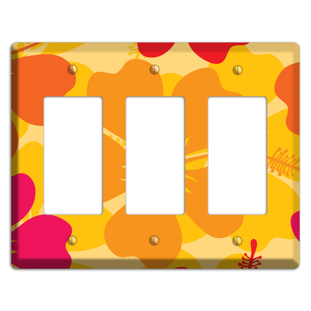 Orange Retro Flowers 2 3 Rocker Wallplate