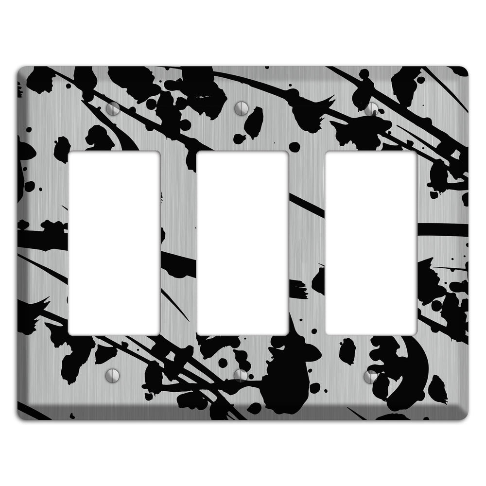 Ink Splash 6 Stainless Steel 3 Rocker Wallplate