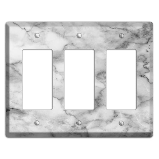 Gray and White Marble 3 Rocker Wallplate