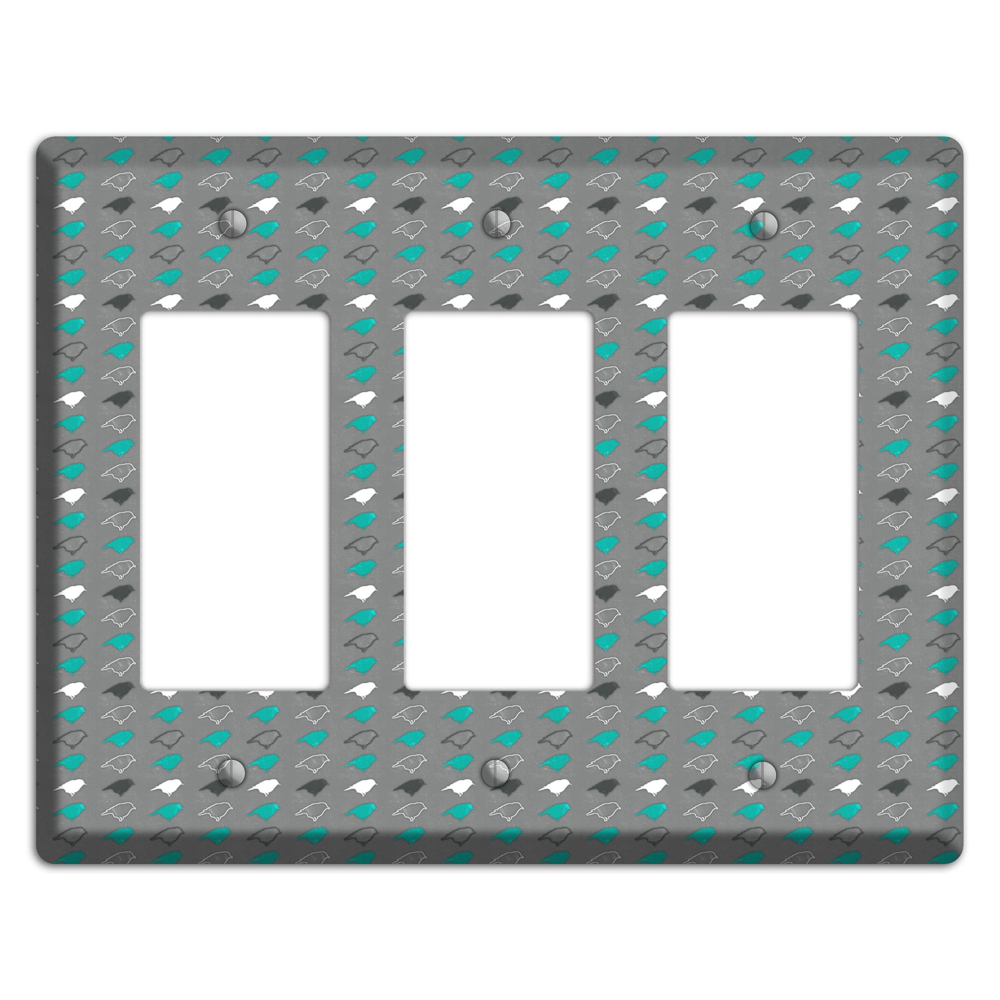 Grey with Small Green Birds 2 3 Rocker Wallplate