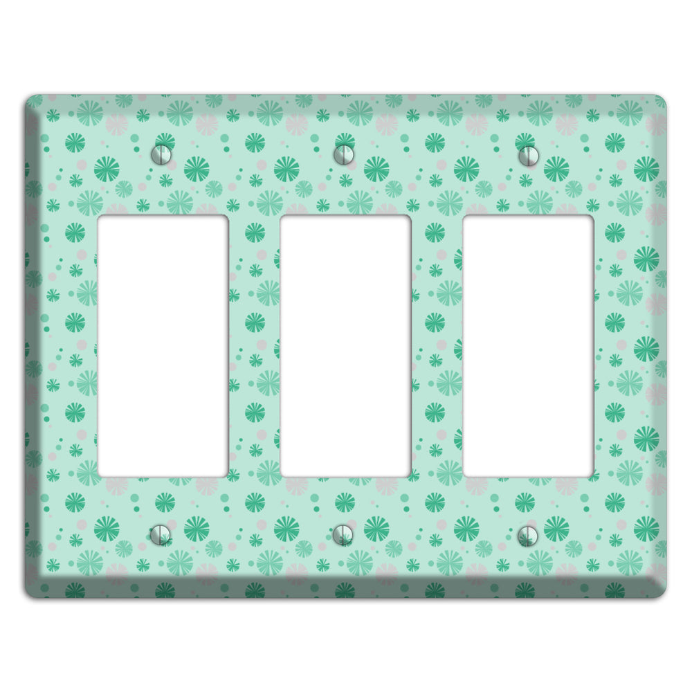 Multi Aqua and Grey Retro Burst 3 Rocker Wallplate