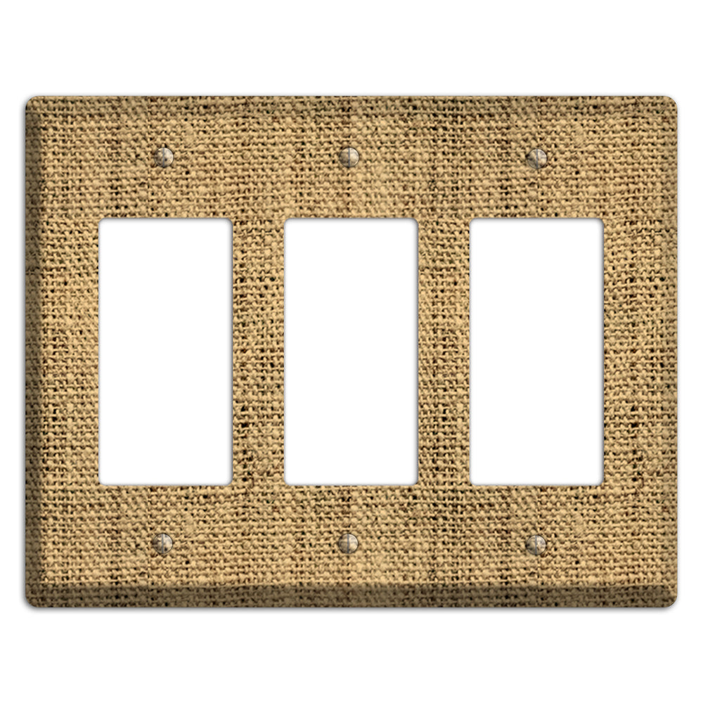 Teak Burlap 3 Rocker Wallplate