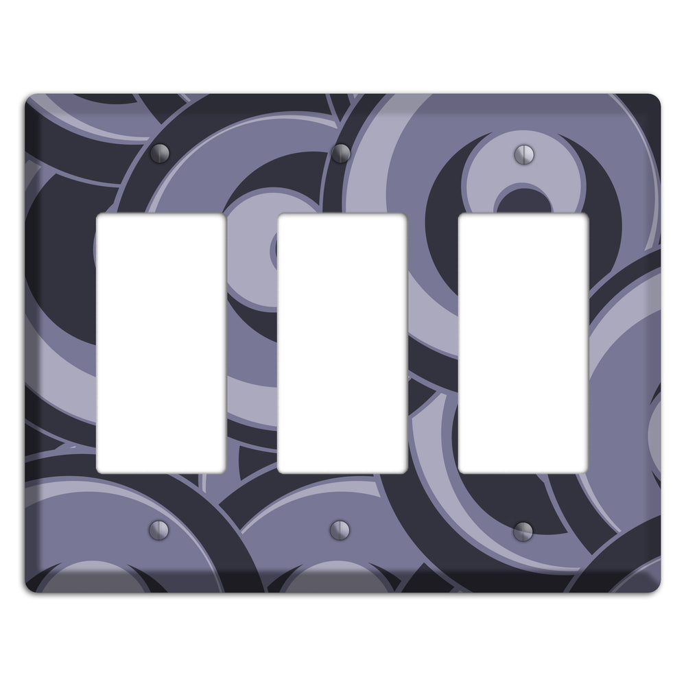Black and Purple-grey Deco Circles 3 Rocker Wallplate
