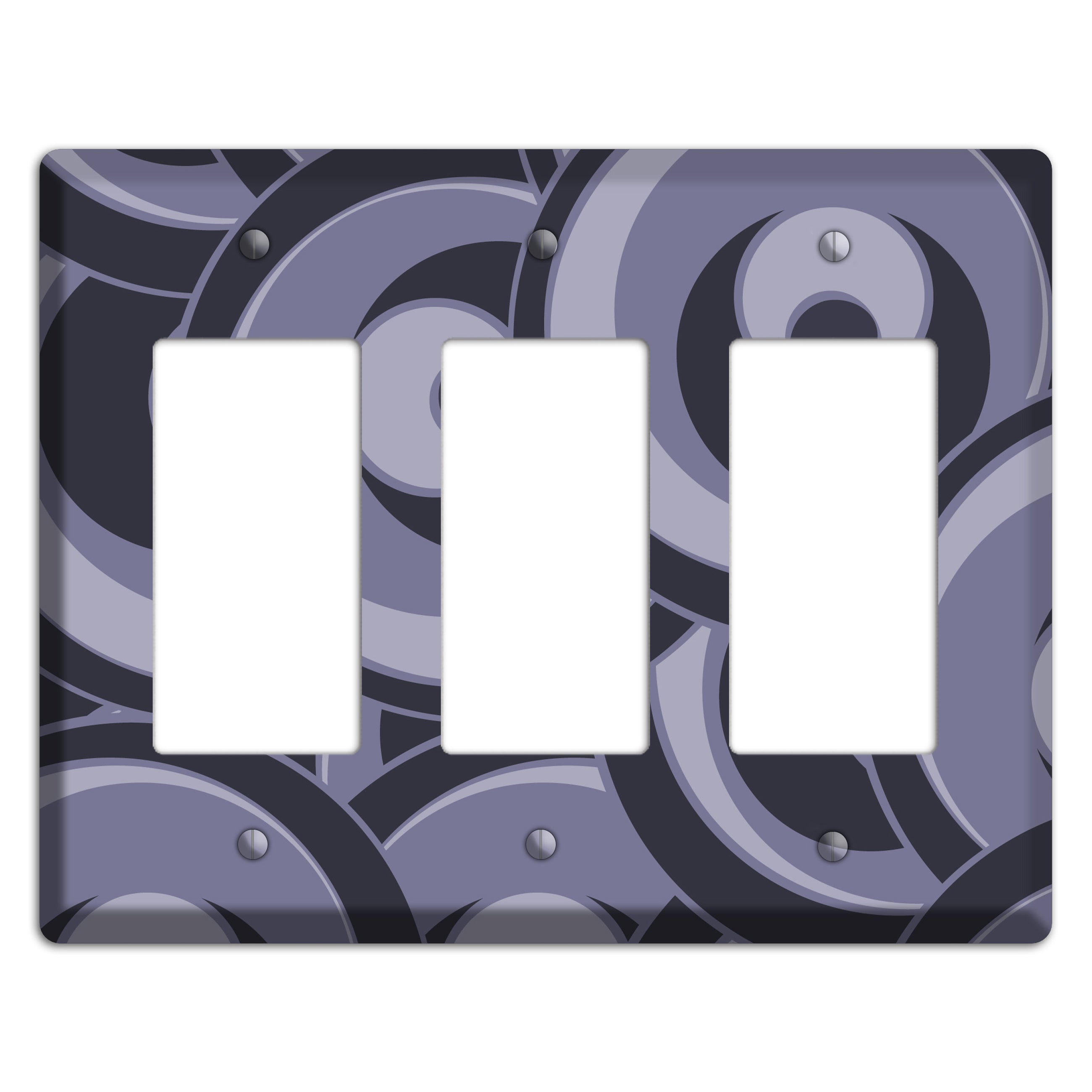 Black and Purple-grey Deco Circles 3 Rocker Wallplate