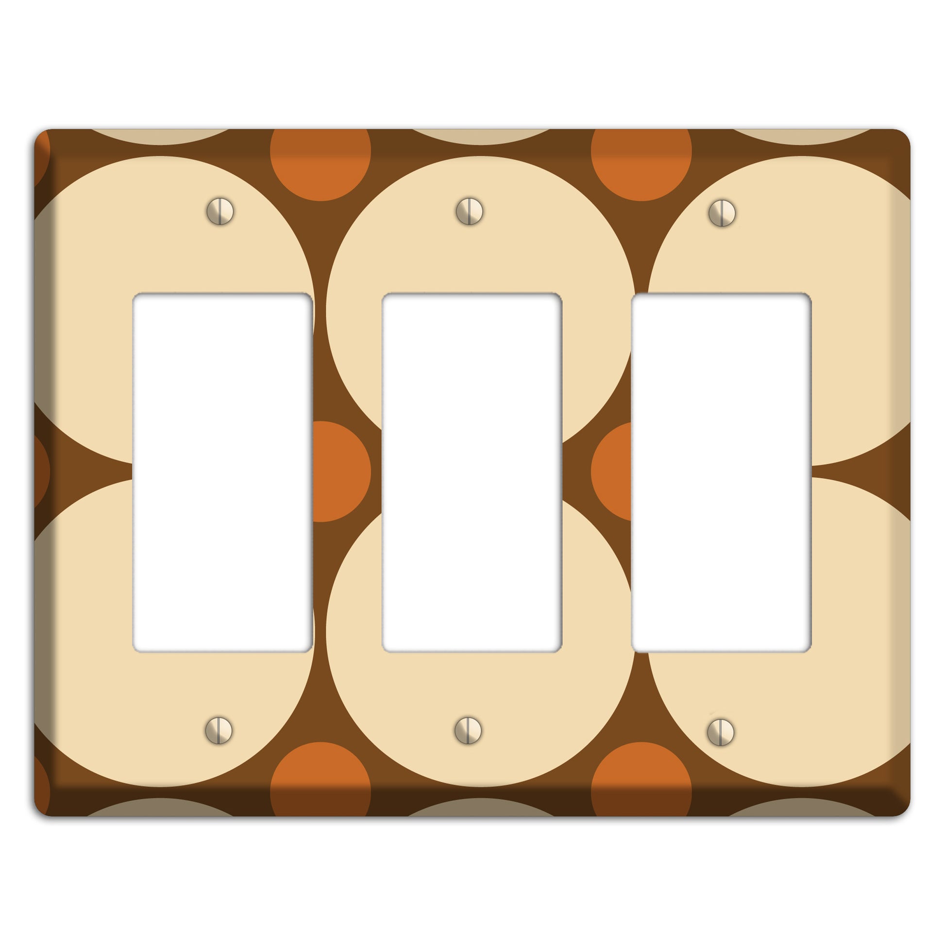Brown with Beige and Umber Multi Tiled Large Dots 3 Rocker Wallplate