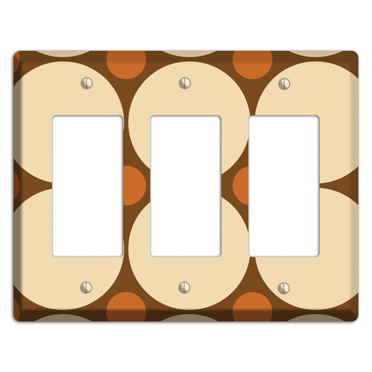 Brown with Beige and Umber Multi Tiled Large Dots 3 Rocker Wallplate
